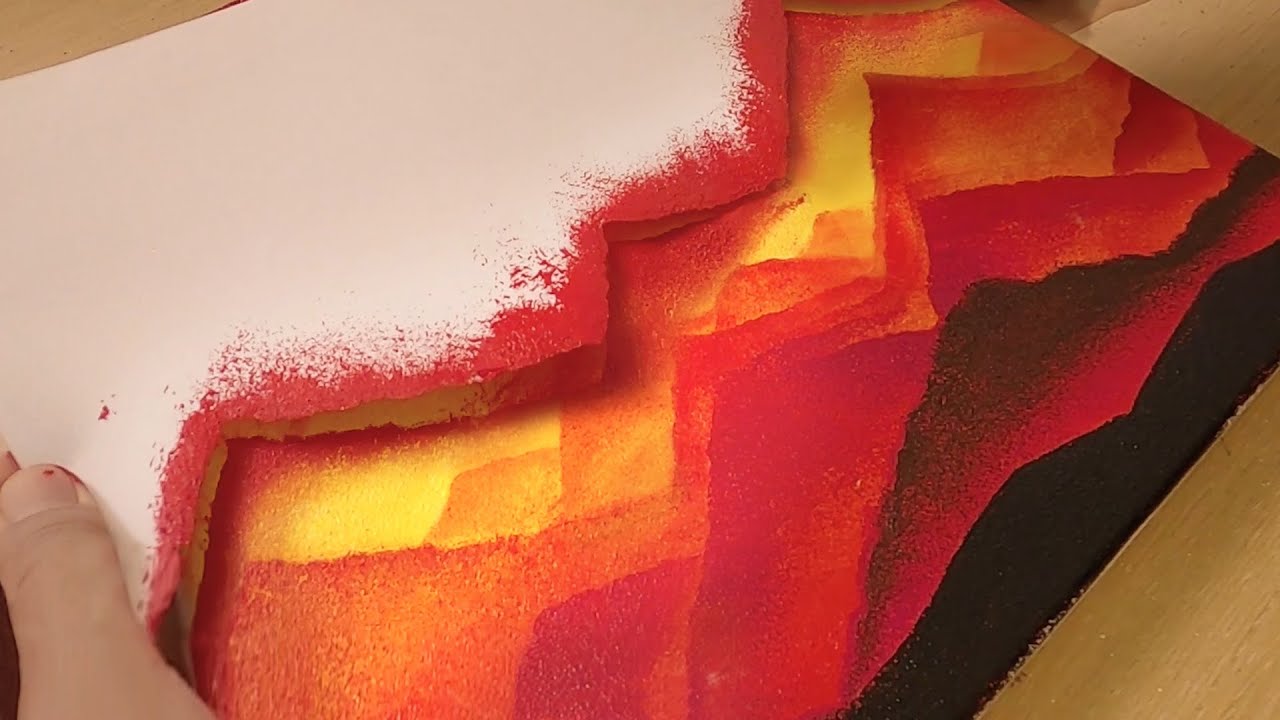 Torn Paper Painting / Layered Sunset Mountains / Easy Acrylic Painting Technique