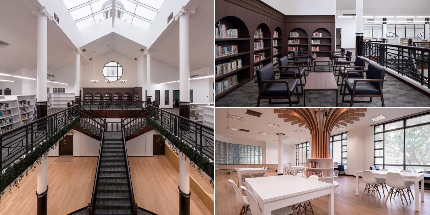 Hwa chong library looks like a lit version of the umbrella academy mansion after revamp