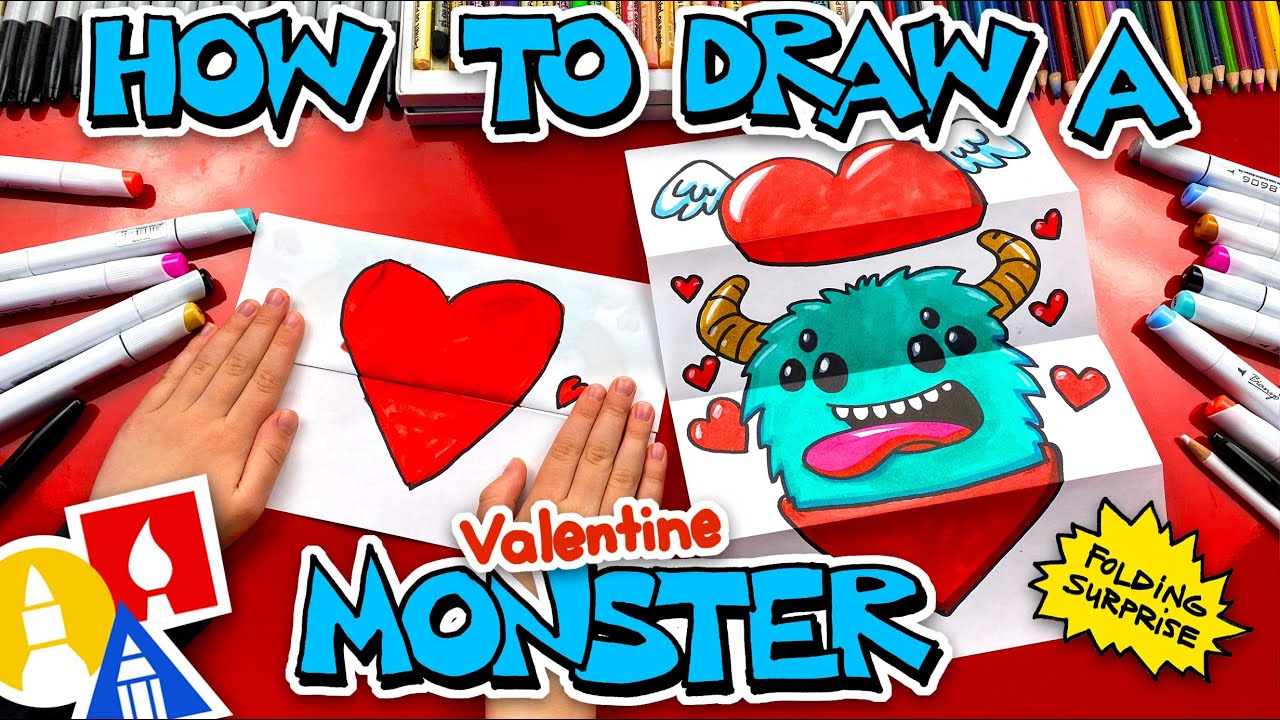 How To Draw A Valentine's Monster - Folding Surprise