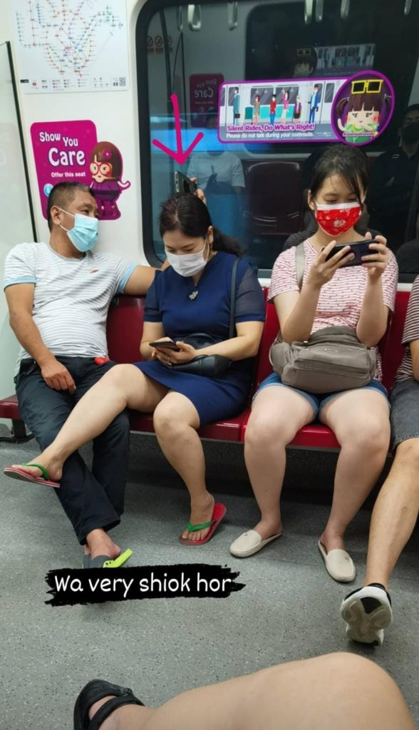 Guy uses Woman’s head as a phone stand in the MRT