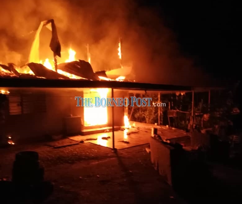Three made homeless after fire destroys house in Sarikei