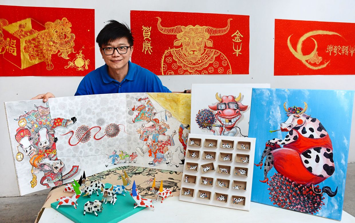 Artist creates fun bovine-themed artworks to welcome Year of the Ox