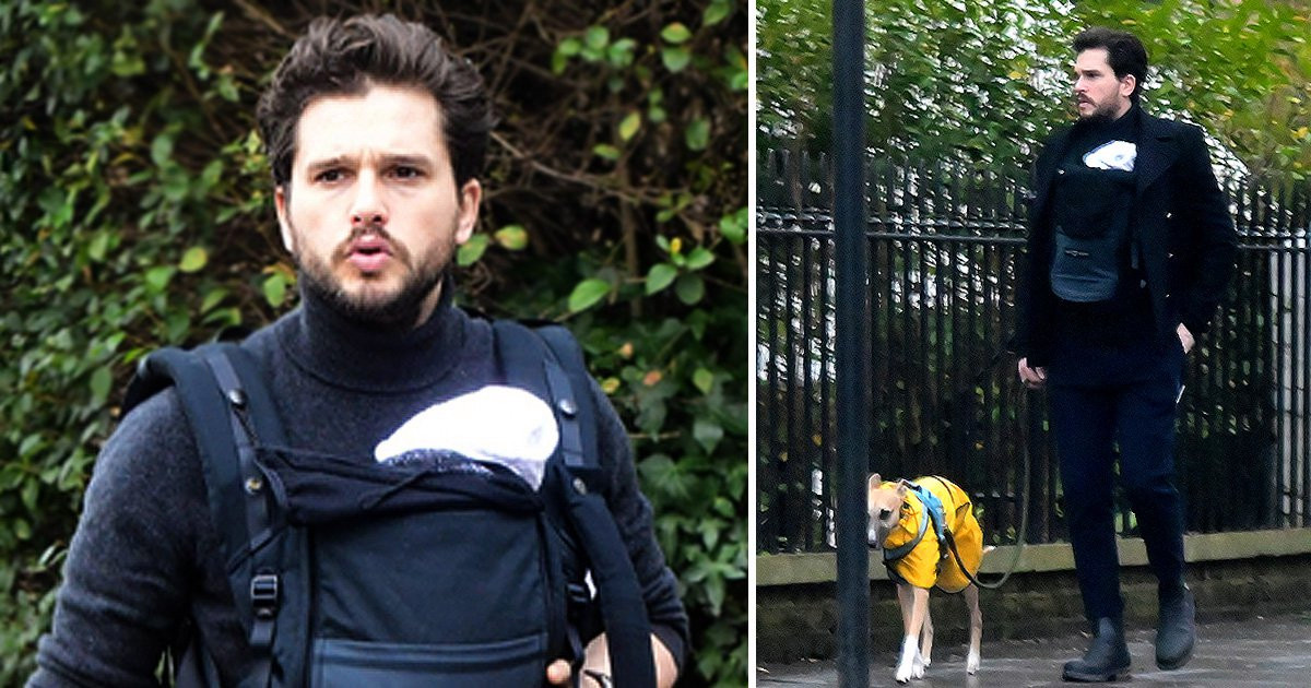 Game Of Thrones’ Kit Harington takes new baby for a stroll after welcoming son with wife Rose Leslie