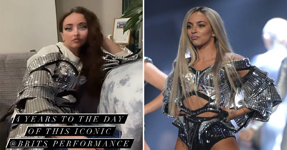 Little Mix’s Jade Thirlwall dresses up in iconic stage outfit from The Brits four years ago to sit on her sofa