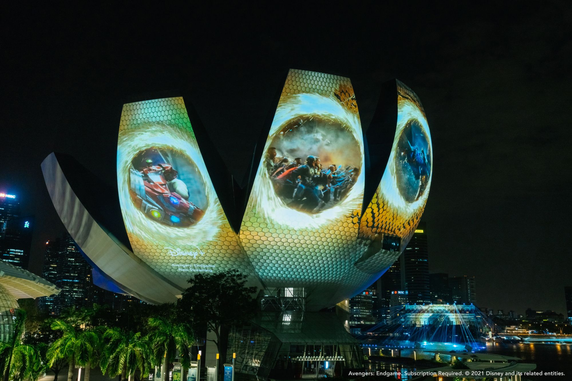 Disney characters take over Singapore landmarks with an electrifying light show