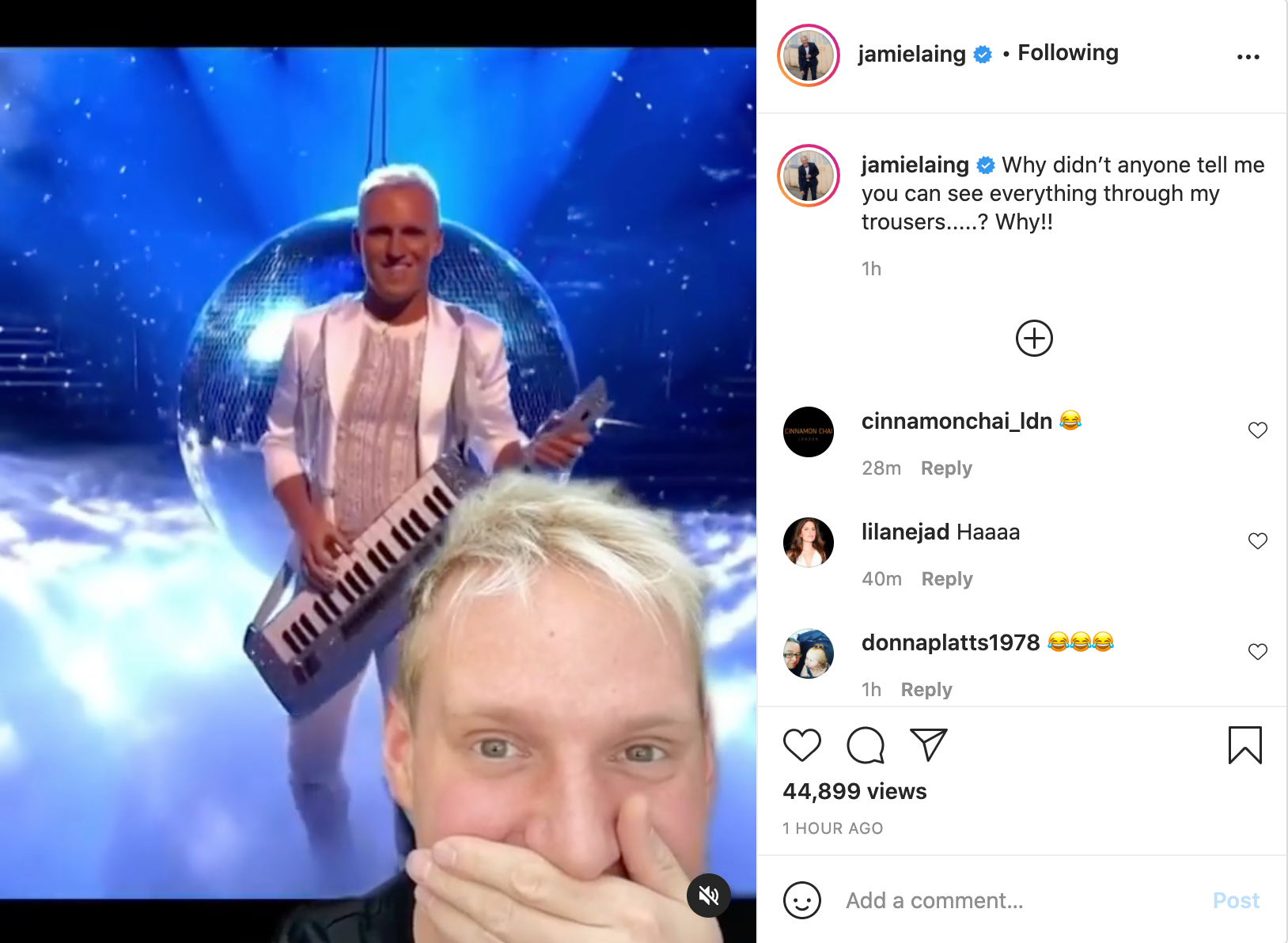 Strictly star Jamie Laing mortified as he realises ‘you could see everything’ through trousers in dance routine