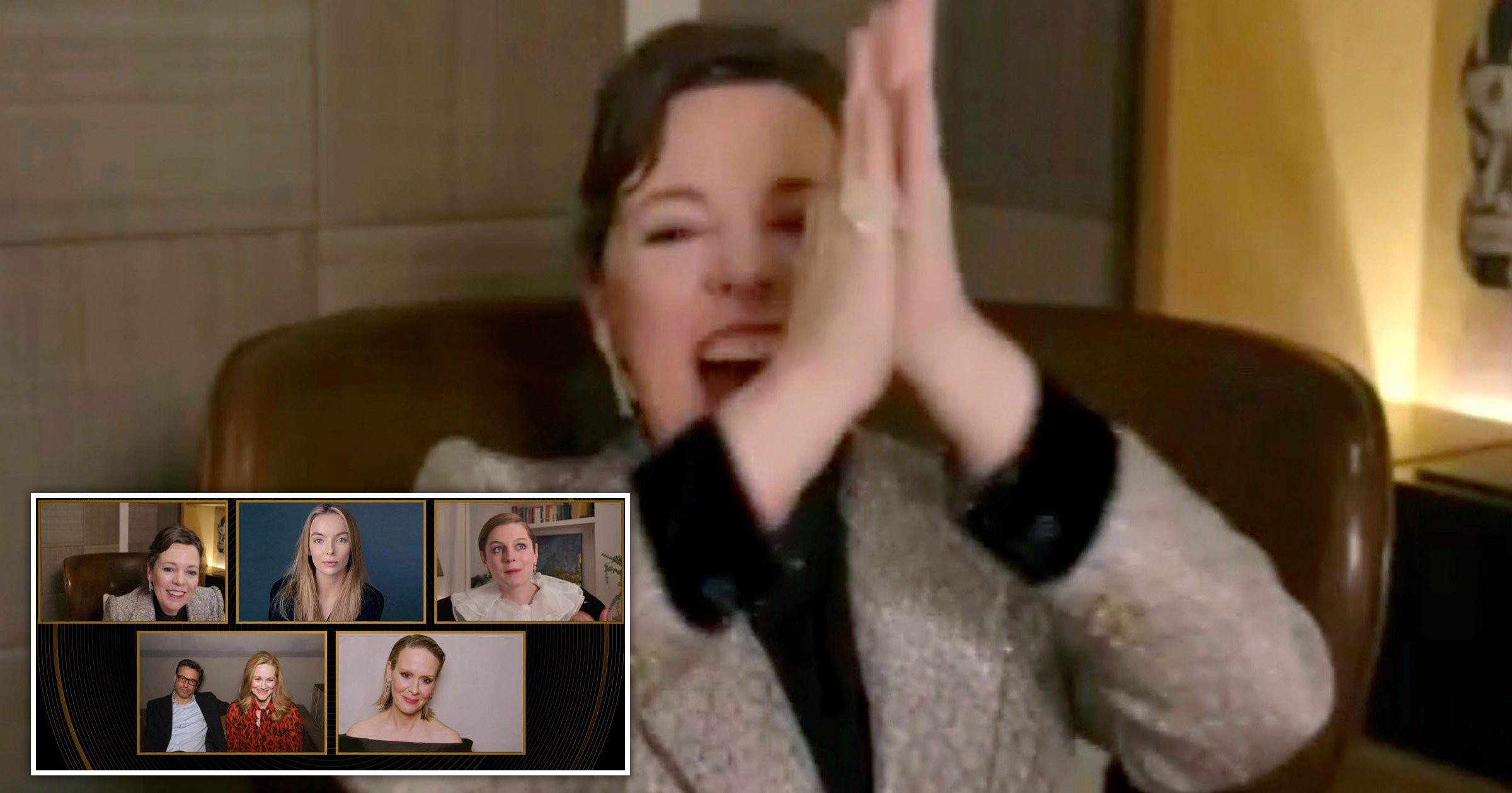 Olivia Colman’s reaction to losing Golden Globe to Emma Corrin is absolutely wonderful