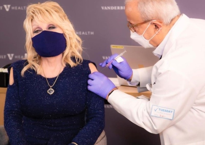 Dolly Parton, 75, gets first dose of Covid-19 vaccine