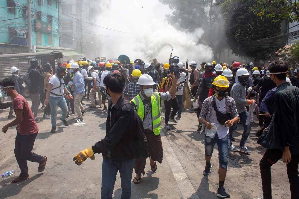 Myanmar police break up protests again after bloodiest day since coup