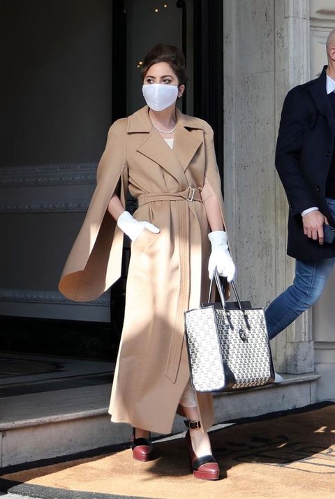 Lady Gaga Wraps Up in a Classic Camel Coat from Max Mara in Milan