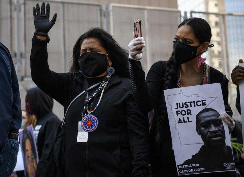 US protesters demand justice in trial of officer charged over George Floyd's death