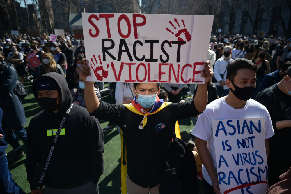 Protesters march against anti-Asian racism in US