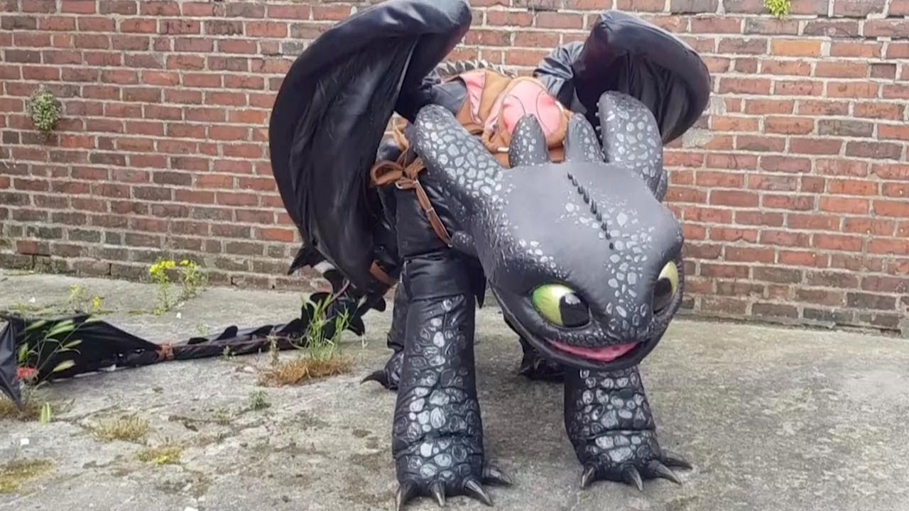Woman Creates Amazing Toothless Dragon Cosplay Costume