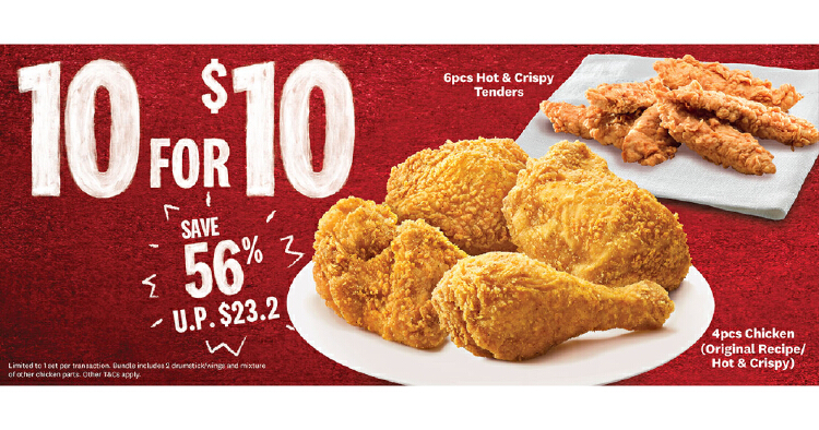 KFC selling 4-piece chicken & 6-piece tenders for S$10 for a limited ...