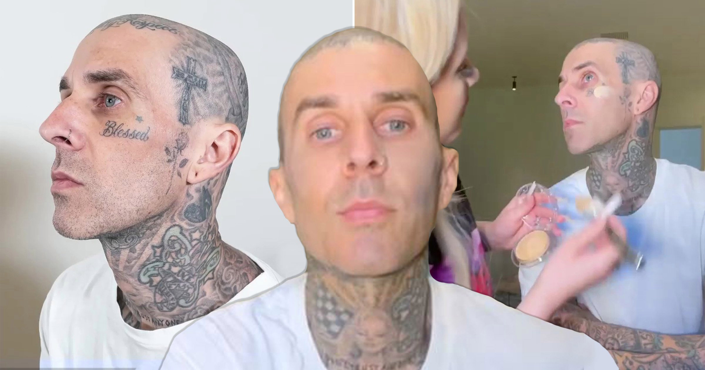 Travis Barker’s face tattoos disappear after makeover from teenage daughter