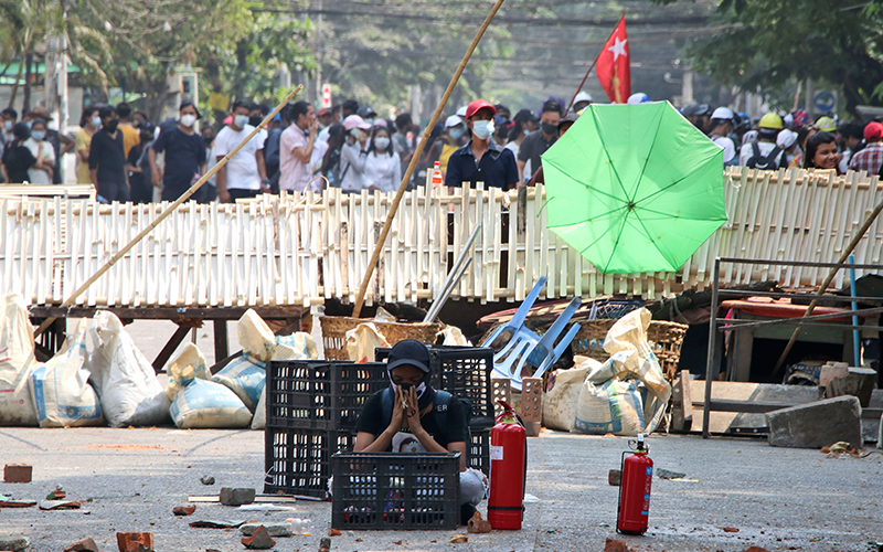 ‘Blood has not dried’: Protesters paint Yangon red amid crackdown