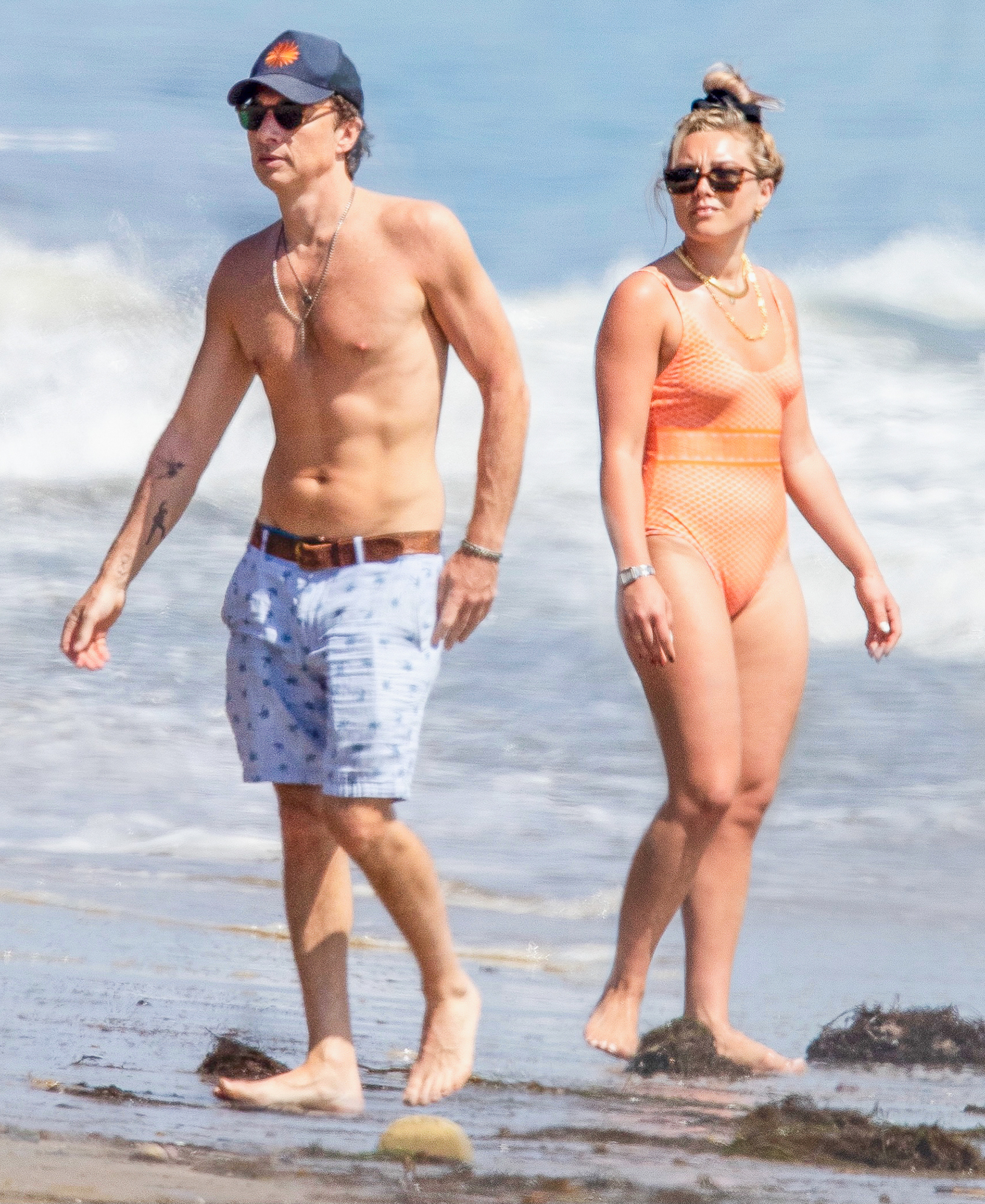 Florence Pugh and Zach Braff Soak Up the Sun on the Beach for His 46th Birthday