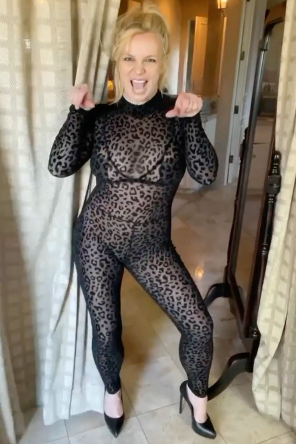 Britney Spears Dances While Wearing Sheer, Leopard-Print Catsuit: 'I Found My Body'