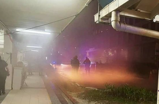 Tampines east Cc’s mcdonald’s on fire, fire trucks at the scene