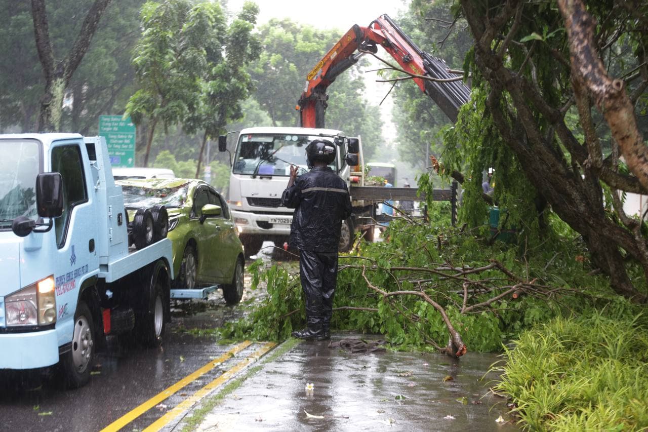 Heavy rain triggers flooding across Singapore