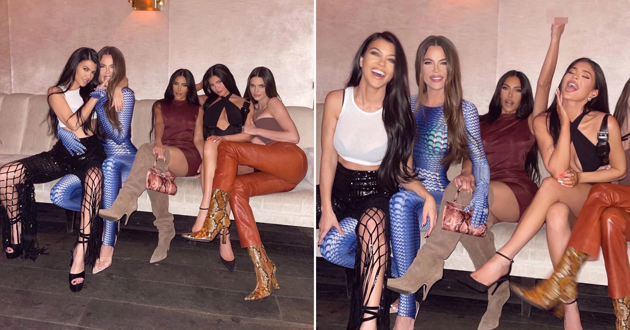 Kim Kardashian flips middle finger as she lets loose on family night out