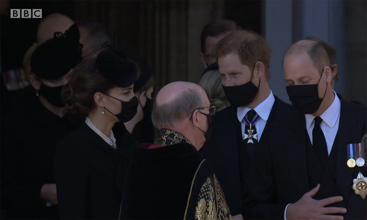 Prince William and Kate share sweet moment with Prince Harry after Prince Philip's funeral