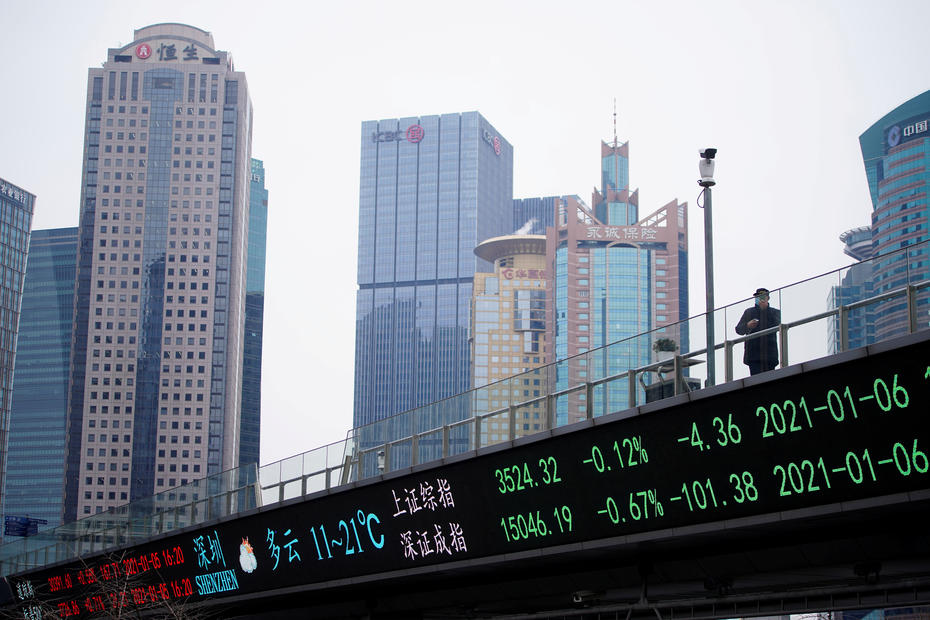 Asian shares up on China gains but tech worries weigh