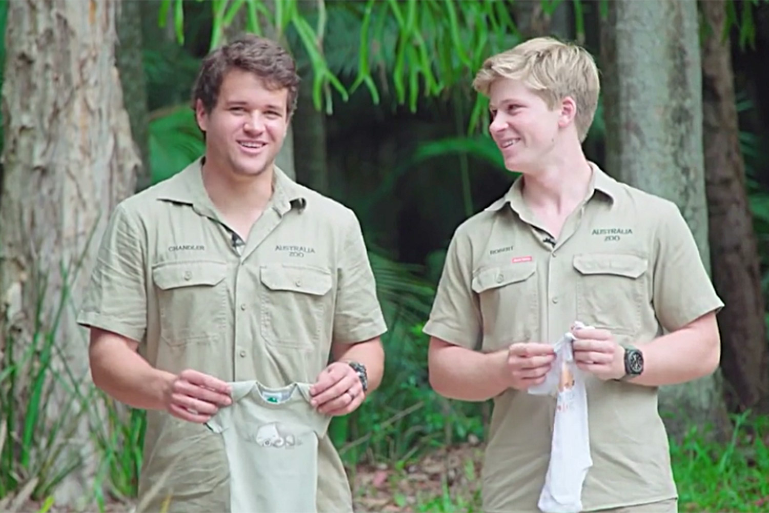 Chandler Powell and Brother-in-Law Robert Irwin Have Animals 'Decide' on Onesies After Baby Grace's Arrival