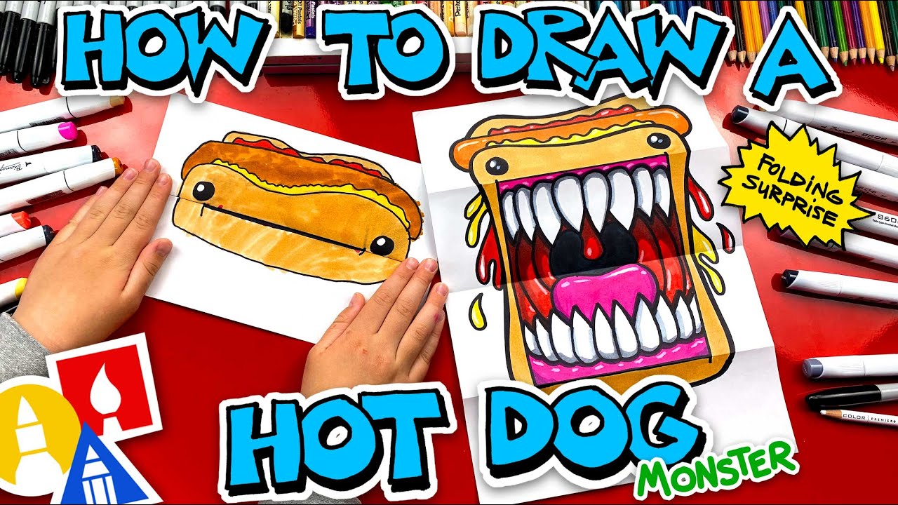 How To Draw A Hot Dog Monster - Folding Surprise