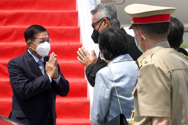 General Who Led Myanmar’s Coup Arrives for Regional Talks on the Crisis