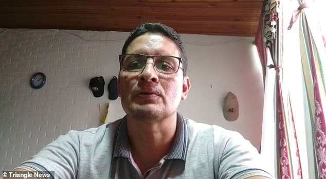 Breast in class! Catholic school teacher is caught snuggling into his wife's cleavage after forgetting to turn off a Zoom call with students in Colombia