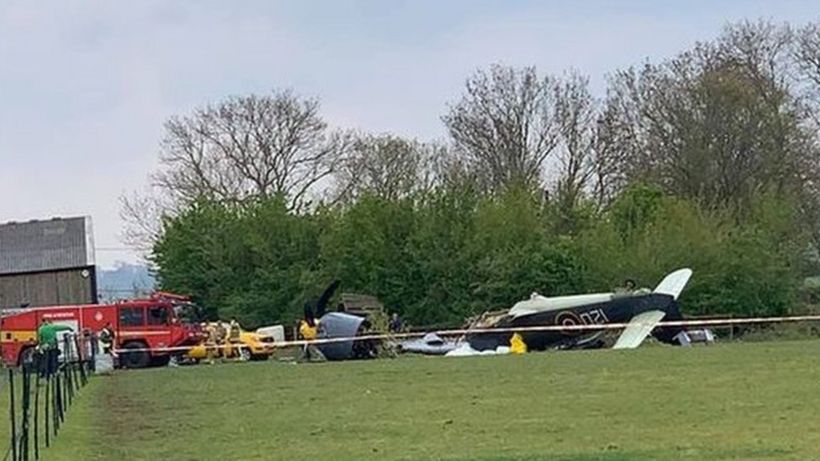 Yeovil plane crash: Two pilots taken to hospital after engine fails