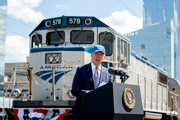 To Promote His Infrastructure Plan, Biden Revisits ‘Amtrak Joe’ Days