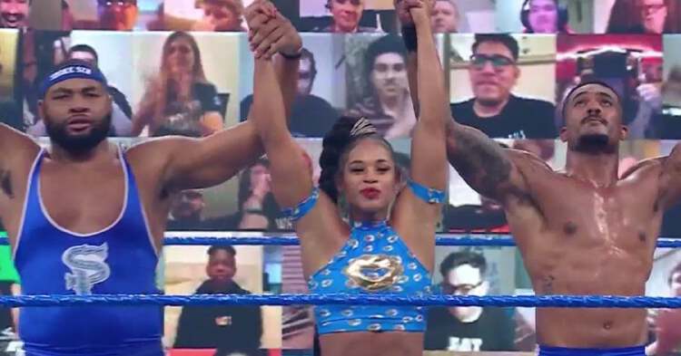 Wwe S Bianca Belair And The Street Profits Defeat Bayley And The Dirty Dawgs On Smackdown Nestia