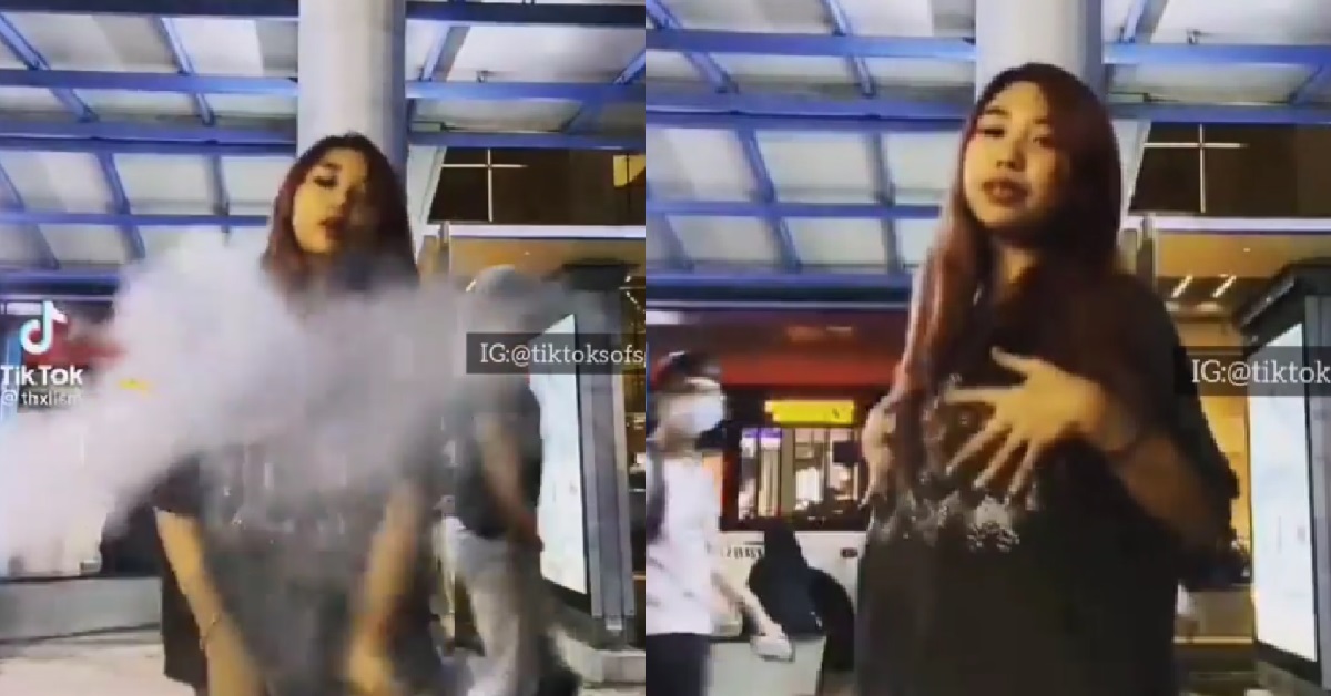 Xmm dancing for tiktok, friend help make effect by blowing smoke