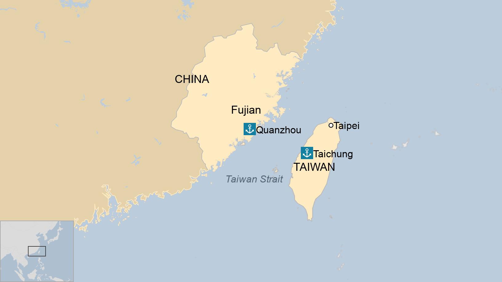Taiwan Strait: Claim man who crossed sea in dinghy investigated
