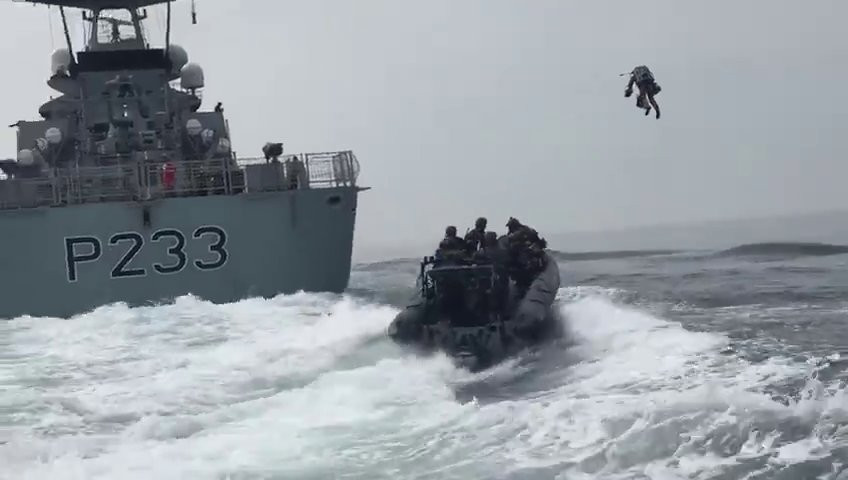 It’s James Bond meets Iron Man as Royal Marines test ‘jet suit’ to board Navy ship