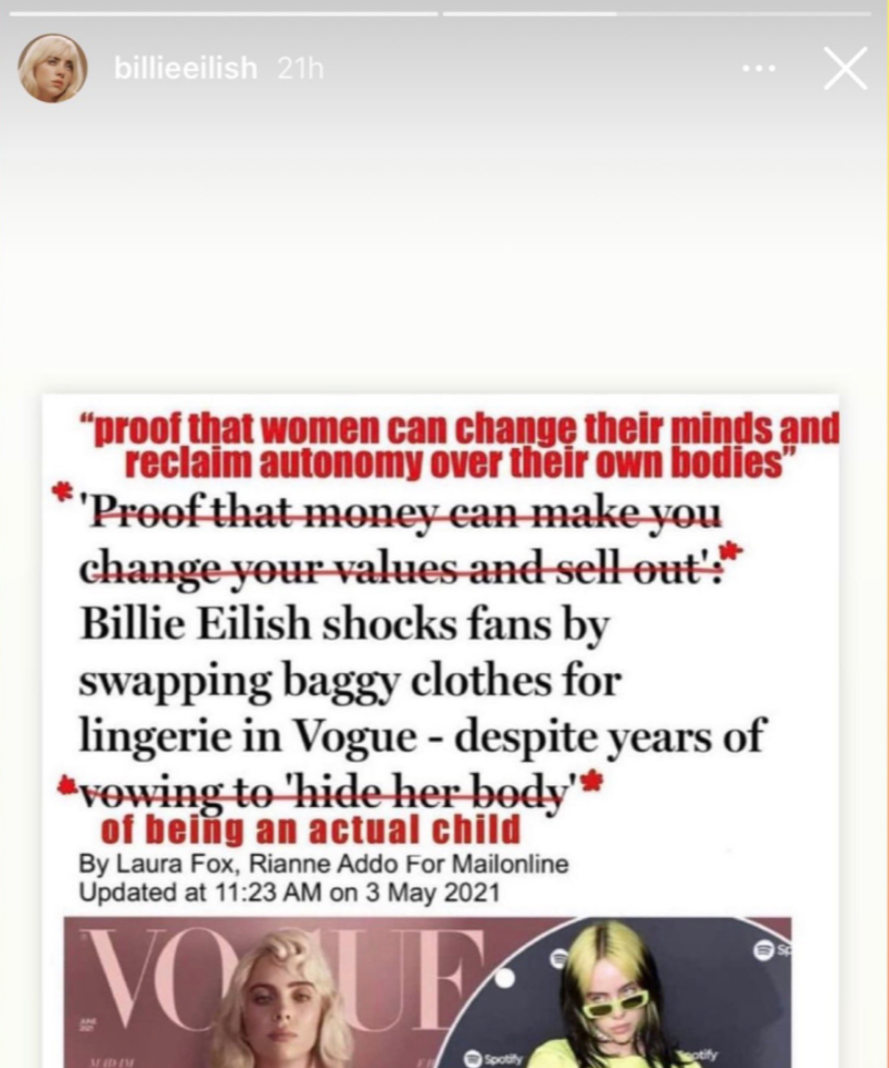 Billie Eilish Hits Back At People Criticising Her New Look In Vogue Cover Shoot