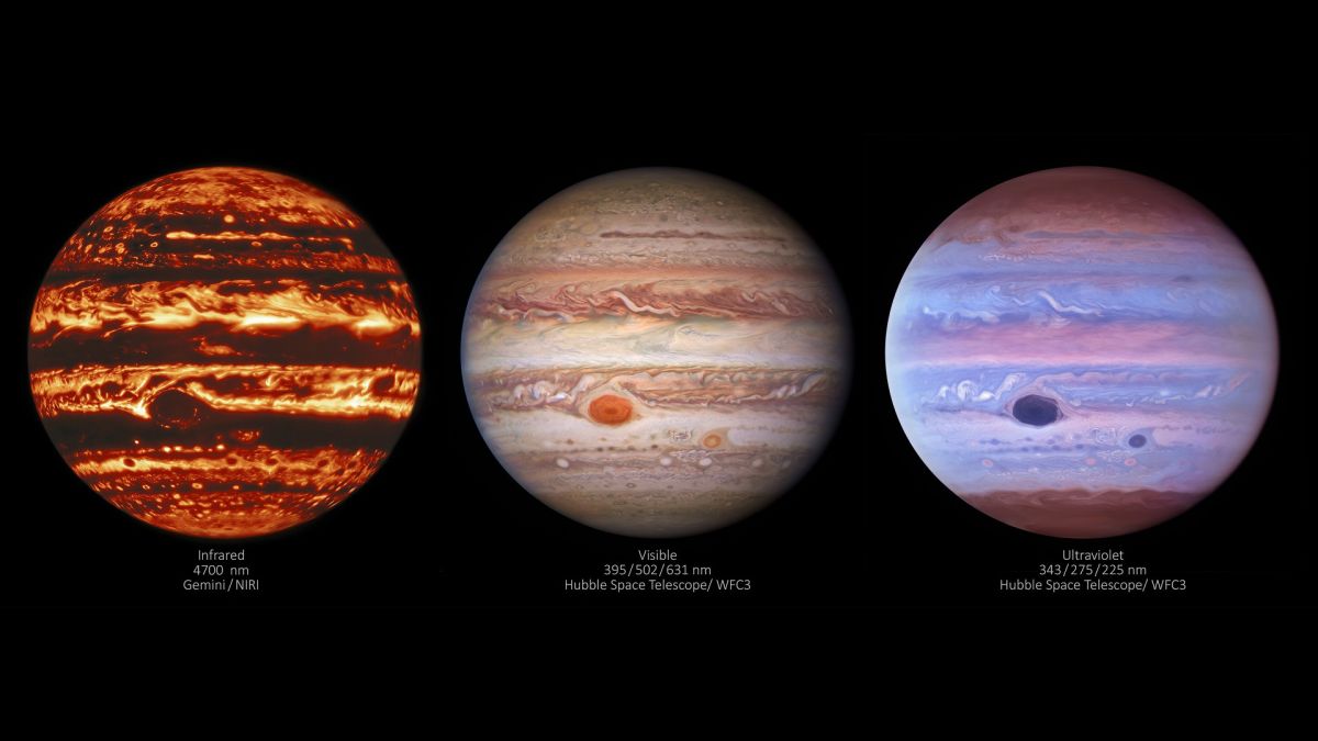 Stunning new images of Jupiter reveal atmosphere details in different light (video)