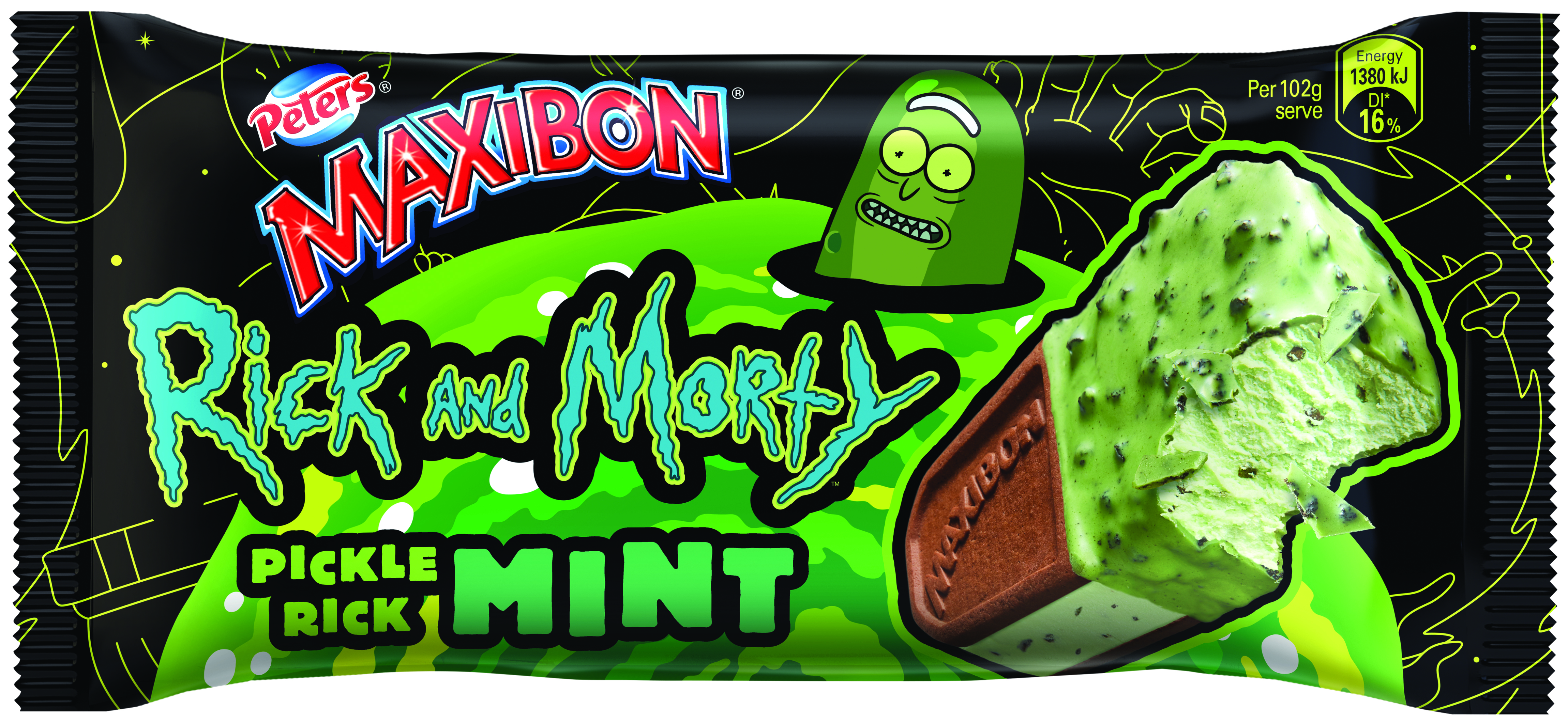 Maxibon Teams Up With Rick & Morty For Pickle Rick Mint Flavour Ice Cream Sandwich