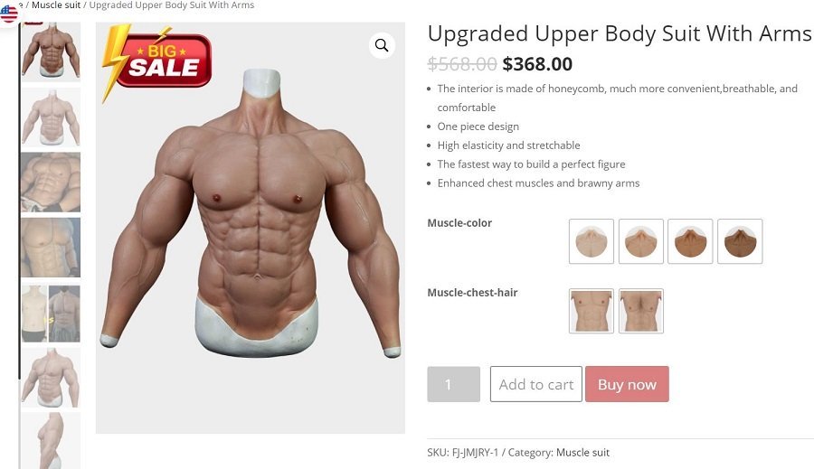This realistic muscle suit lets you show off your guns so nobody will ask if you even lift