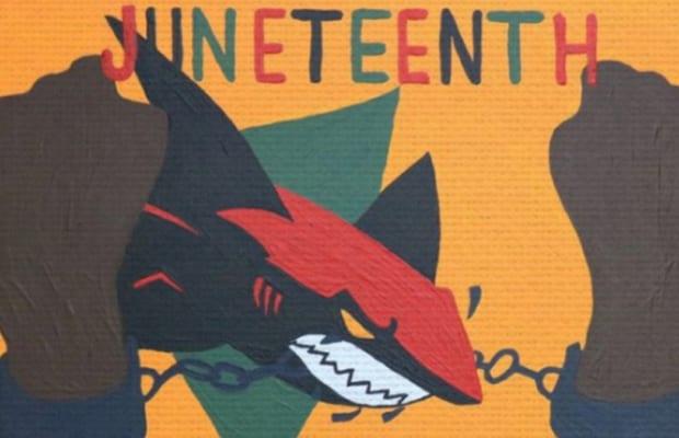 NHL Team Deletes ‘Wild’ Juneteenth Tweet With Shark Mascot Breaking Slave’s Chains
