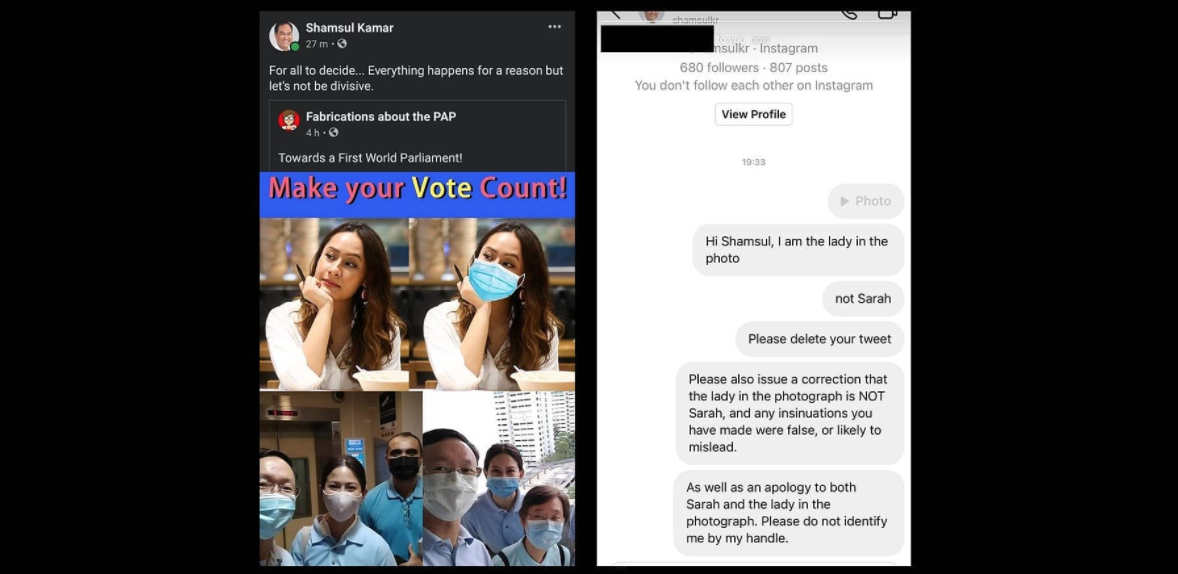 Ex-PAP candidate accused of trying to smear Sarah Bagharib but shows the wrong woman