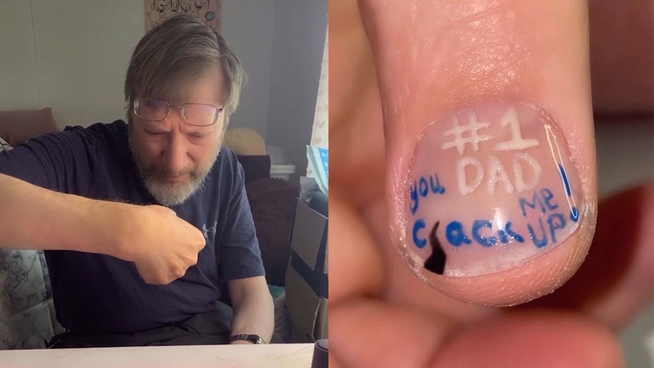 Daughter Paints Punny Joke On Dad's Nail After Fixing It
