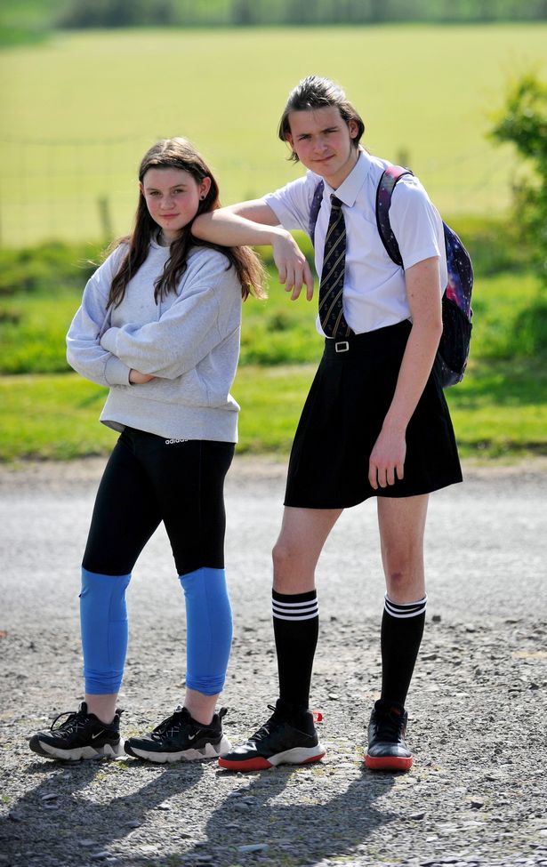 School dress code U-turn after teenage boy wears his sister's skirt to class in protest