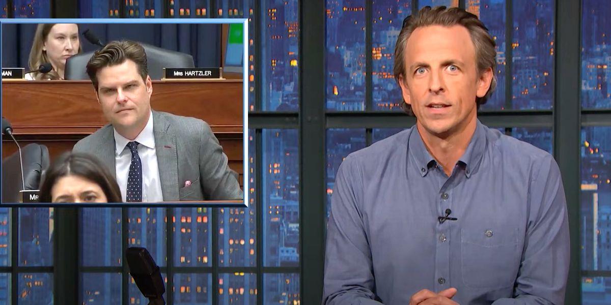 Seth meyers mocks rep. Matt gaetz for getting schooled by top general