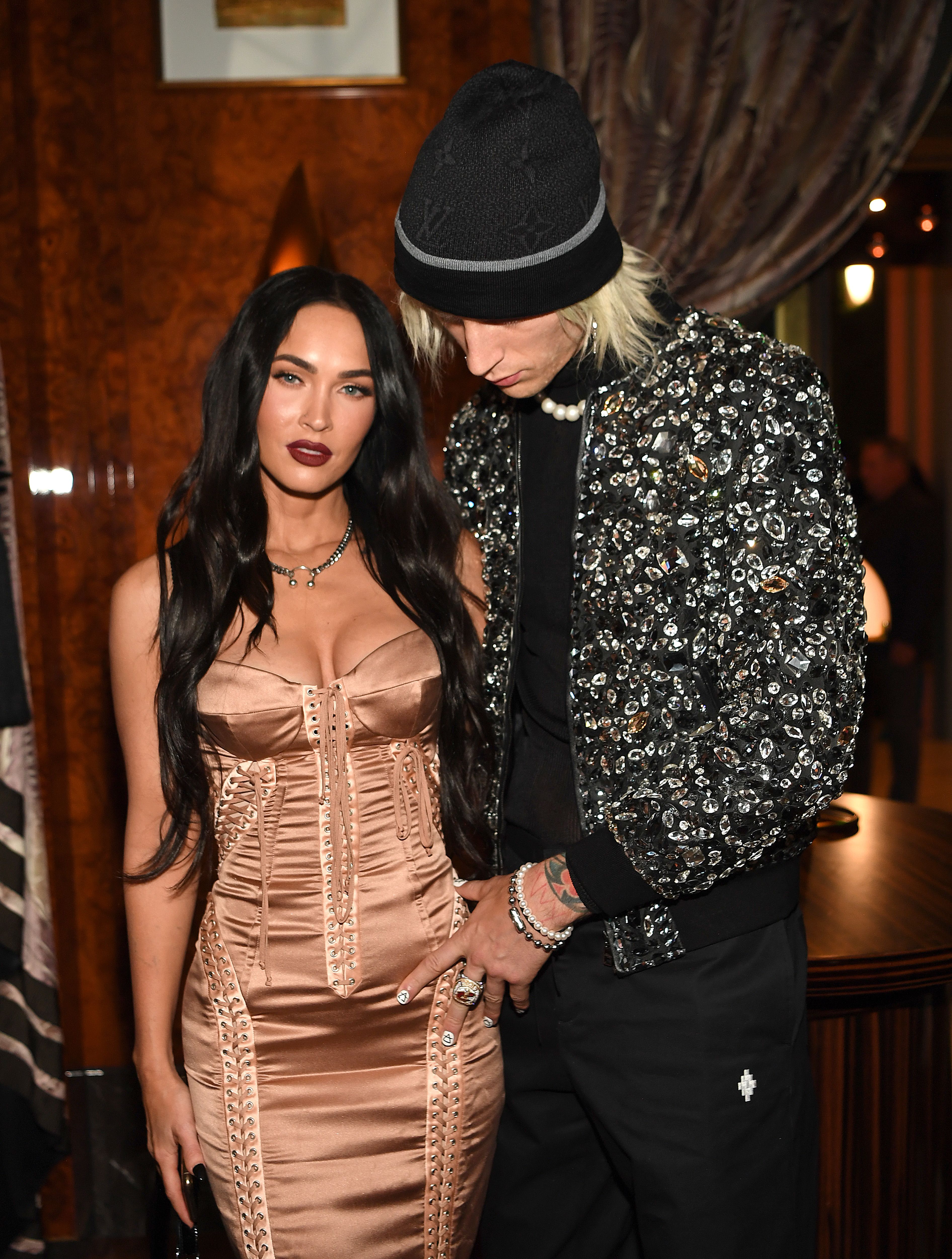 Megan Fox Stunned in a Nude Corset Dress With Machine Gun Kelly for Their Las Vegas Date Night
