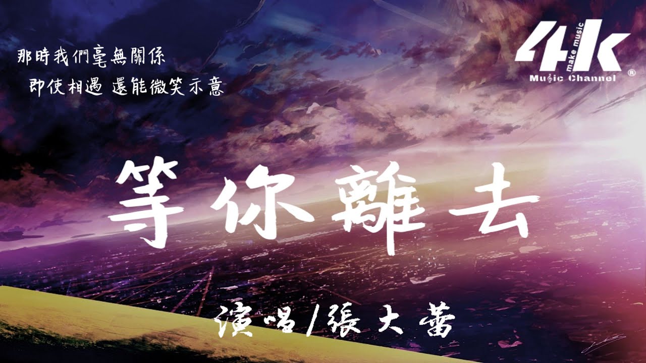 张大蕾 - 等你离去【高音质|动态歌词Lyrics】♫『等时间的雨沖洗记忆，让我不再爱你。』