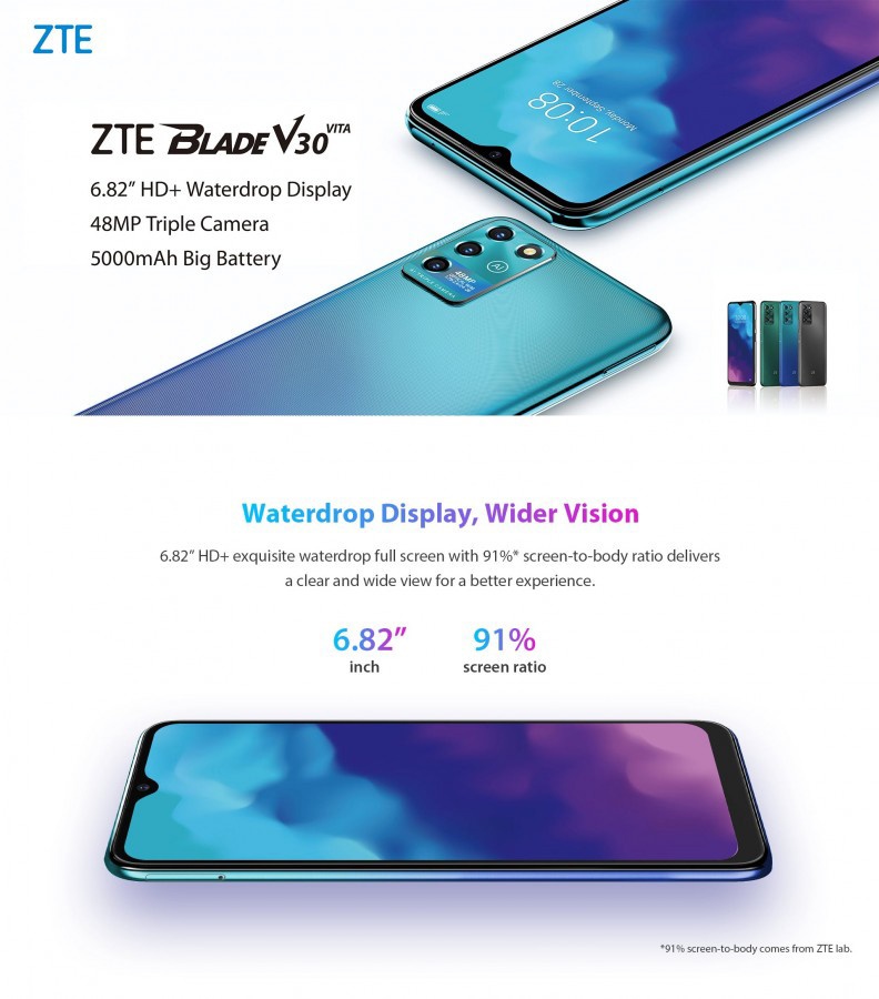 中兴海外发布 Blade V30 系列 4G 手机：紫光展锐芯片，IPS 屏幕