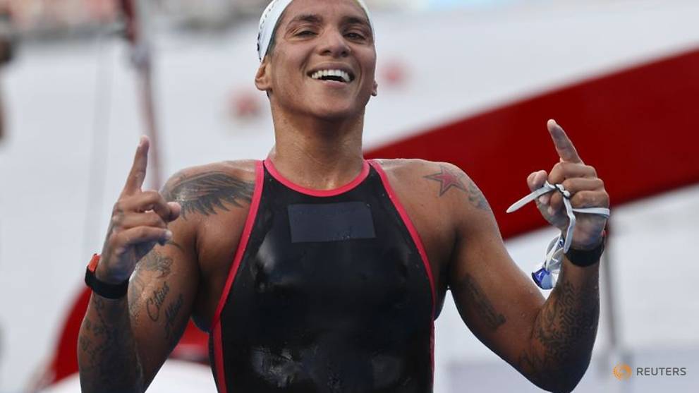 Olympics-Marathon Swimming-Ana Marcela Cunha of Brazil wins women's marathon swimming gold